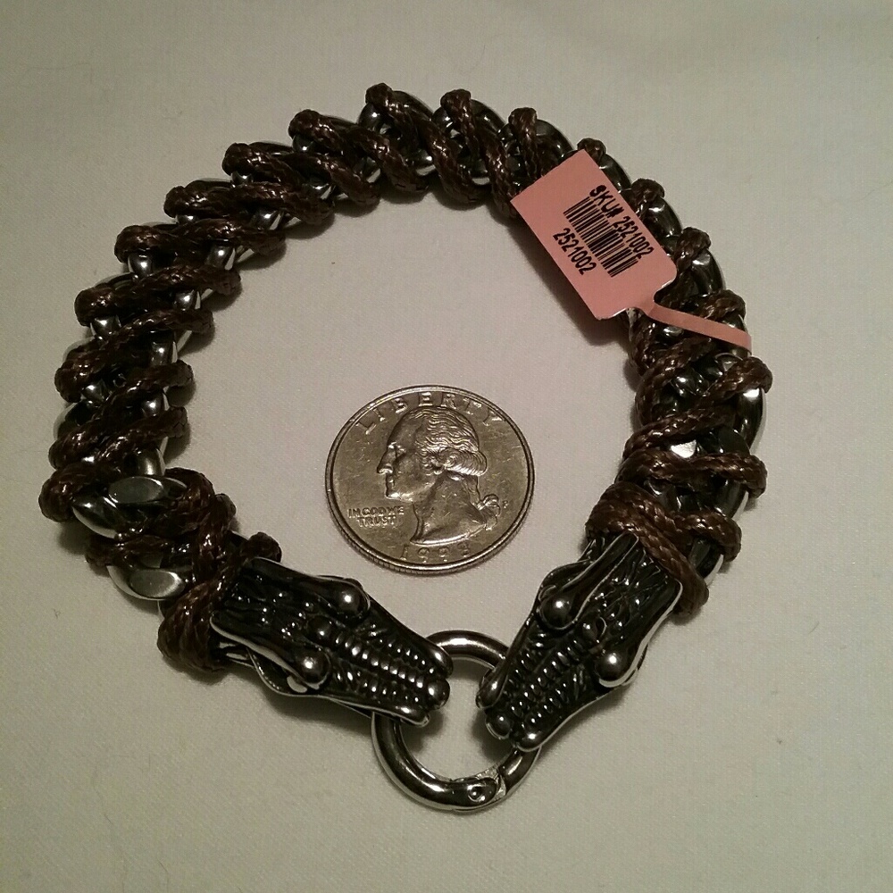 Men's Faux Leather Stainless Steel  Bracelet